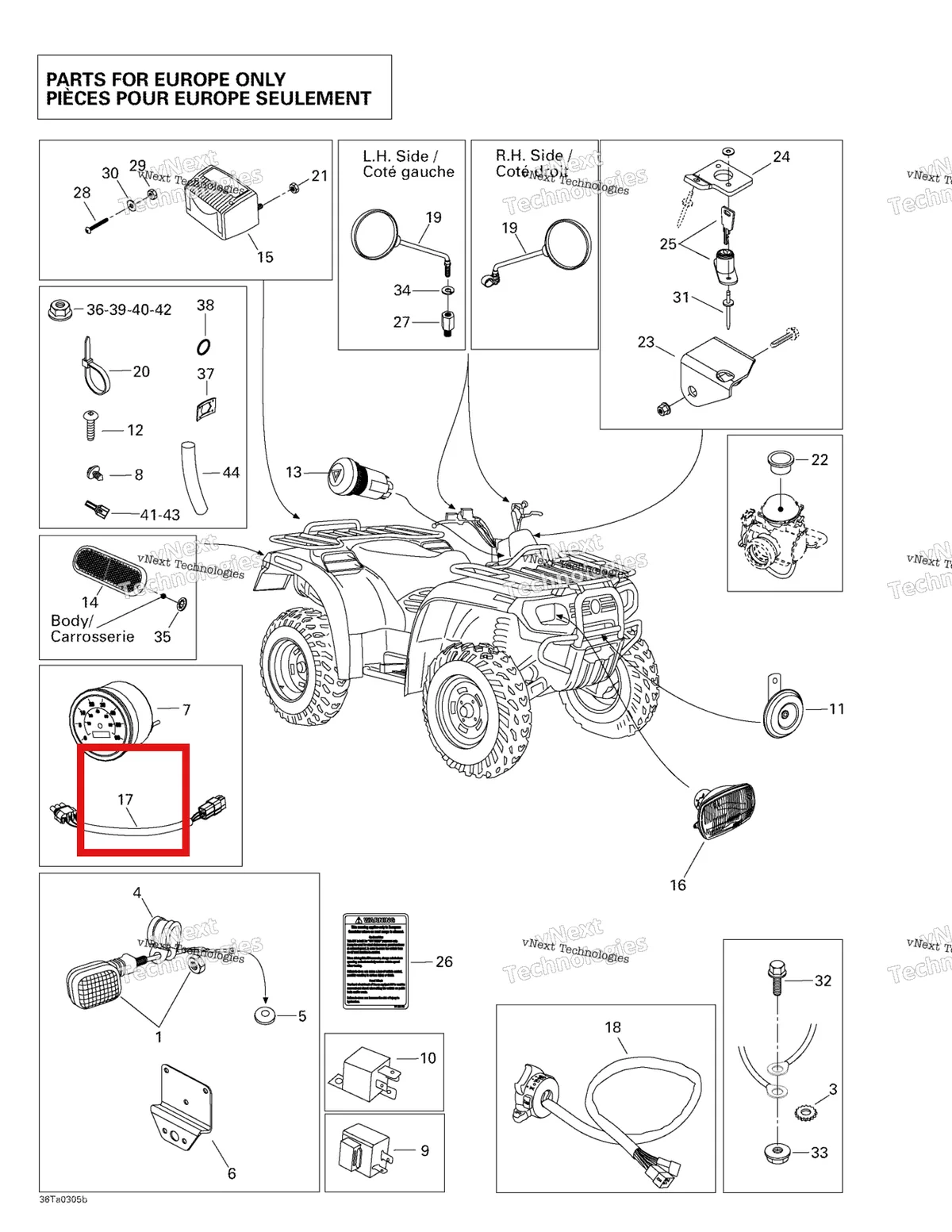 Деталь 710000390 на схеме узла 2003 Can-Am Traxter XL, 7565 Homologation Kit For Europe