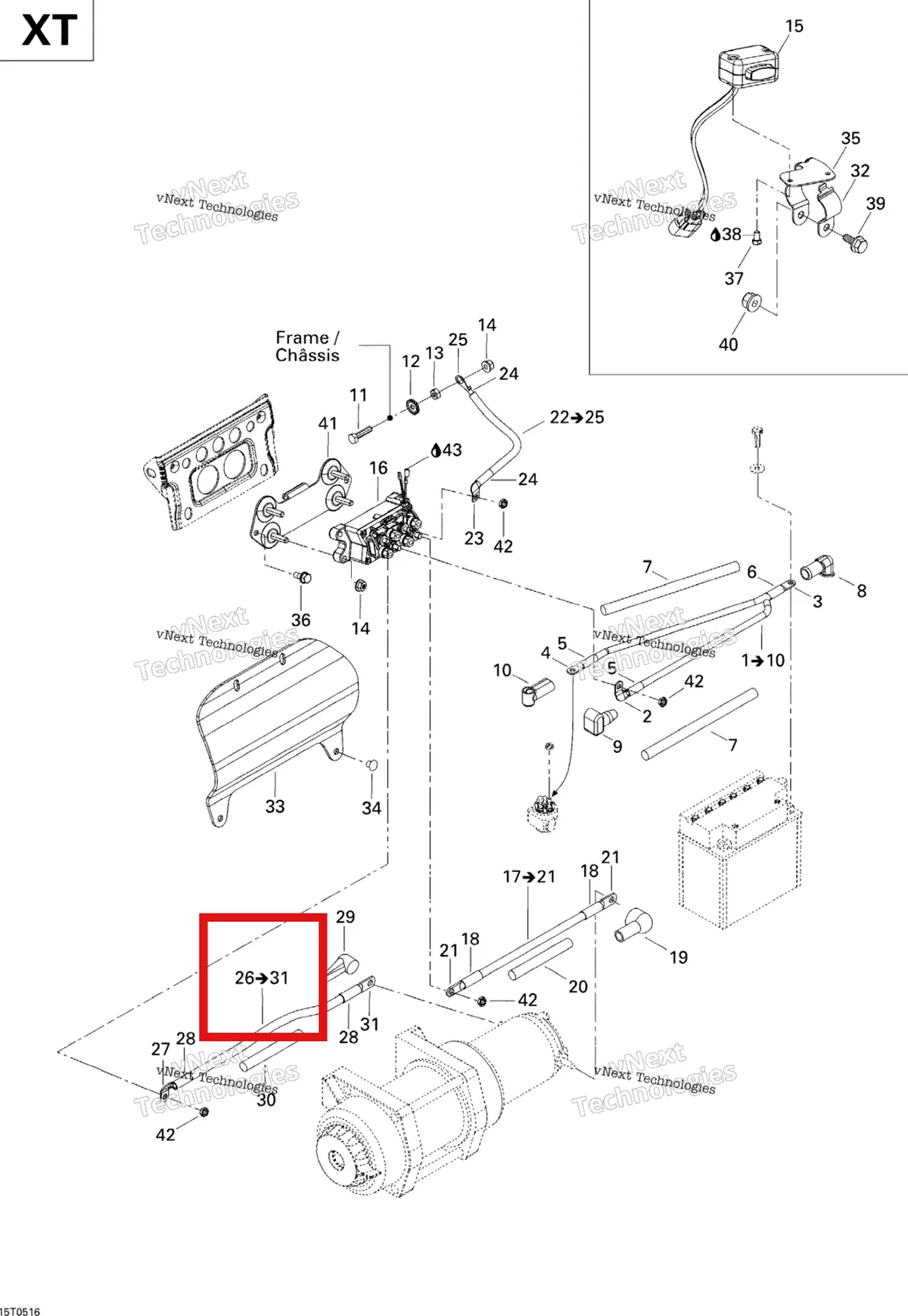 Деталь 710000440 на схеме узла Electrical Harness, Front Section