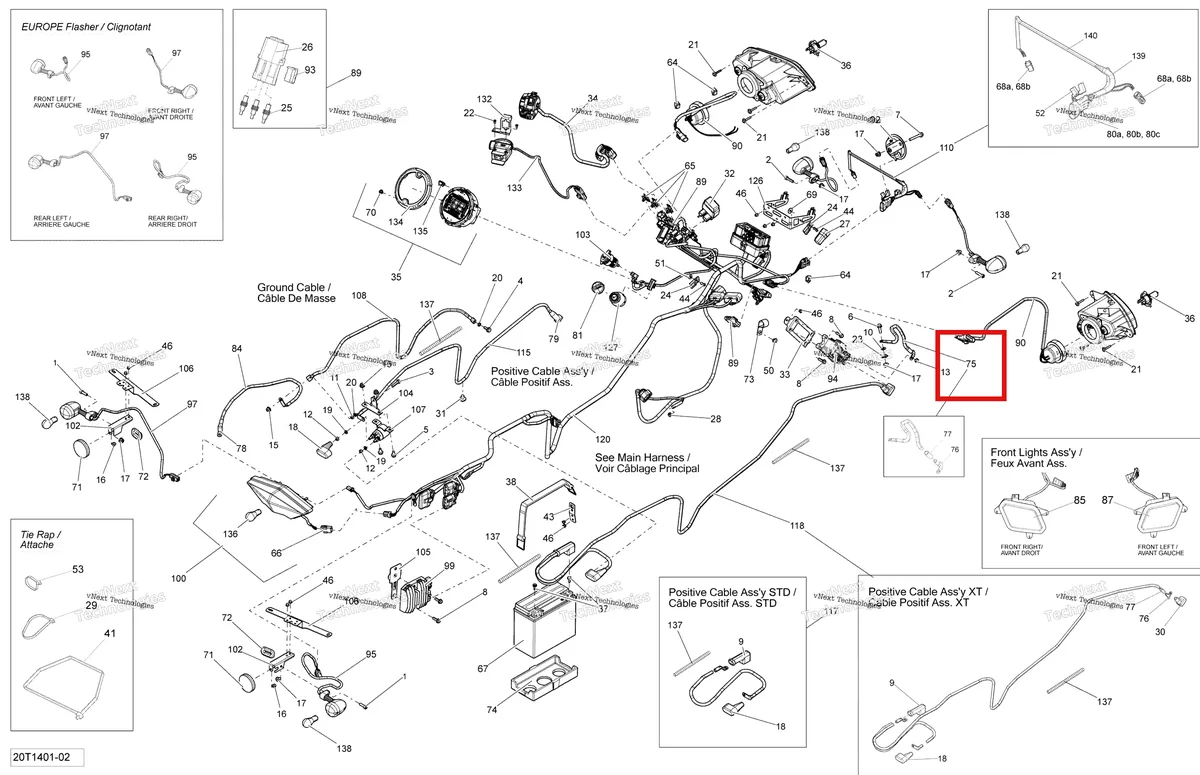 Деталь 710000455 на схеме узла 2014 Can-Am OUTLANDER 400 EFI, STD, XT Electrical System