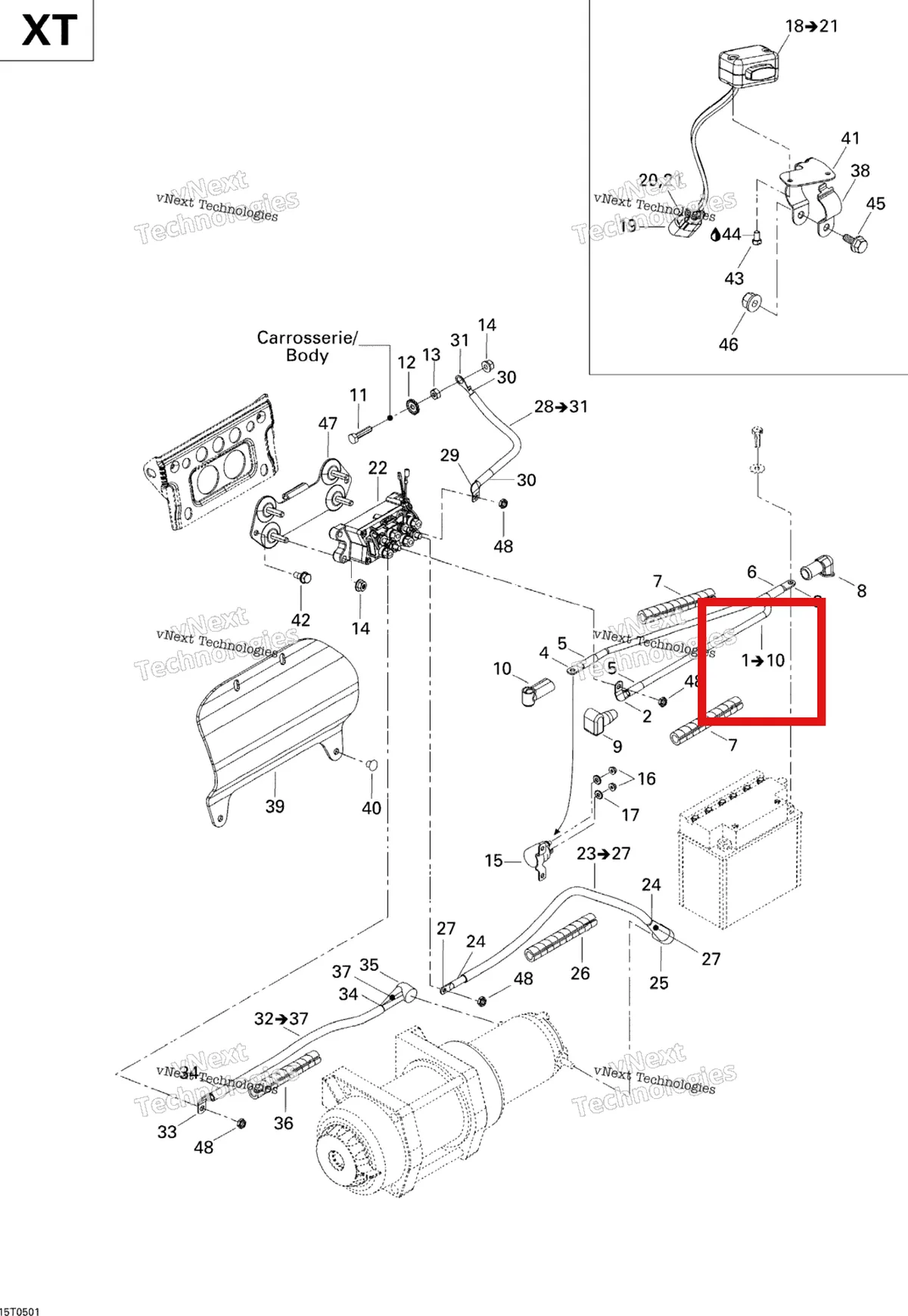 Деталь 710000466 на схеме узла 2005 Can-Am Traxter Max Std & Max XT Electrical Harness, Front Section Xt