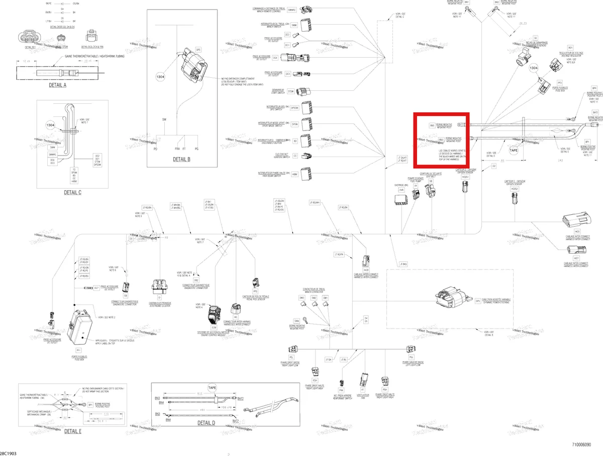 Деталь 710000507 на схеме узла 2019 Can-Am Commander MAX 800R EFI Main Harness 710006090 Commander Max