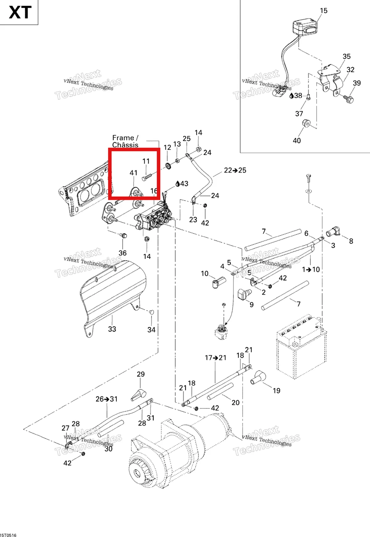Деталь 710000535 на схеме узла Electrical Harness, Front Section