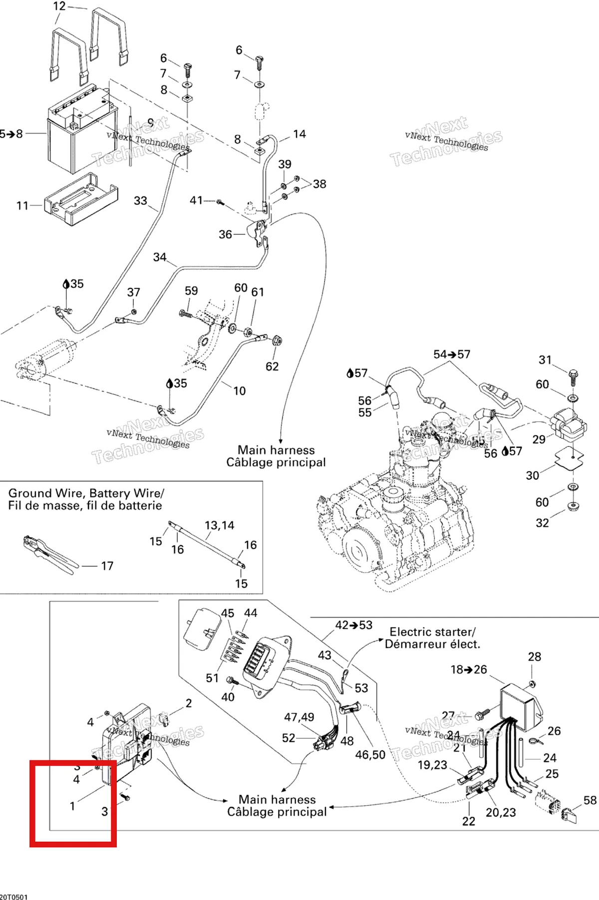 Деталь 710000717 на схеме узла 2005 Can-Am Traxter Max Std & Max XT Electrical System