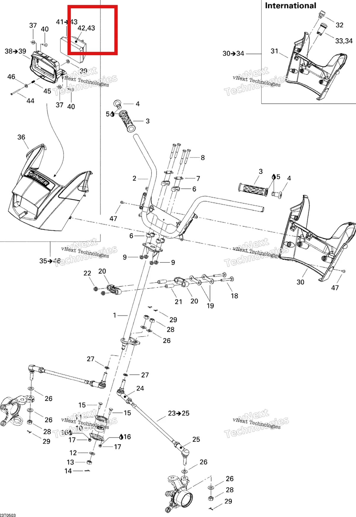 Деталь 710000762 на схеме узла 2005 Can-Am Traxter XL Steering System