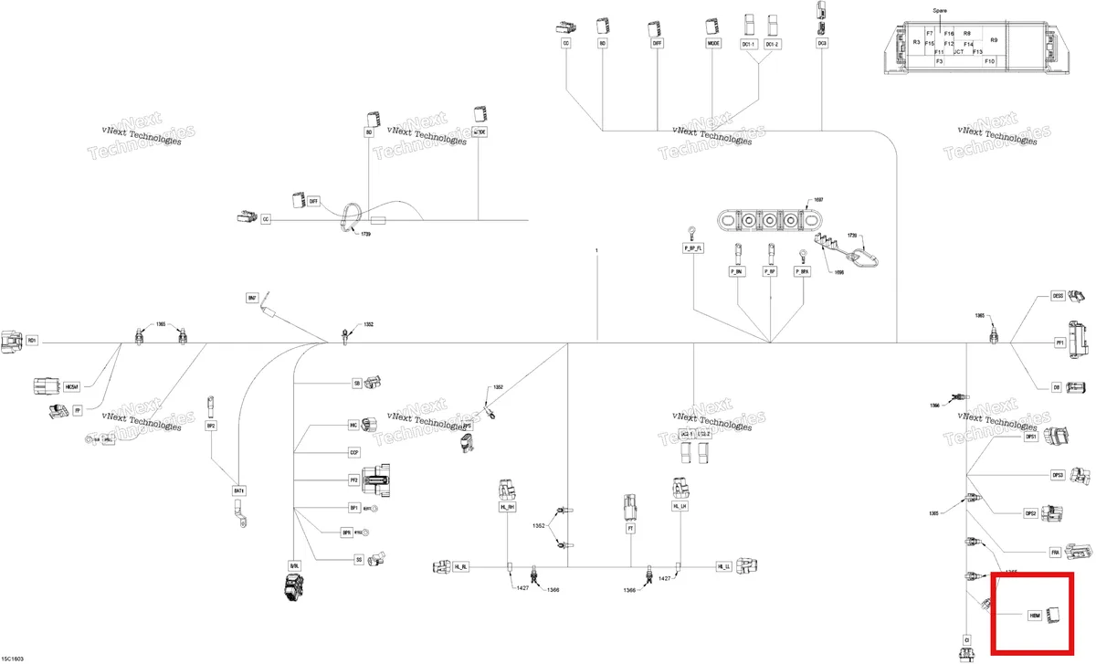 Деталь 710000766 на схеме узла 2016 Can-Am TRAXTER HD8 Main Harness