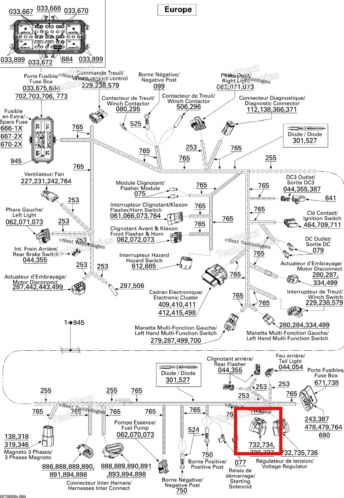 Деталь 710000779 на схеме узла 2008 Can-Am Outlander 400 EFI STD Main Harness Europe