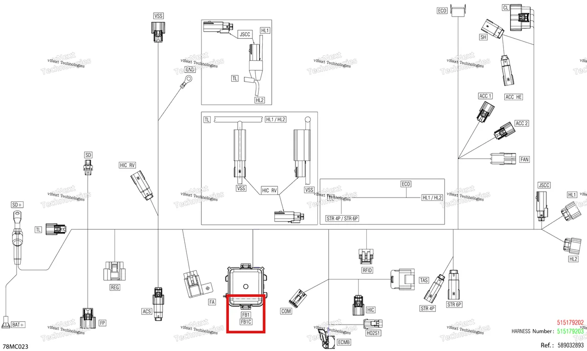 Деталь 710000781 (Деталь Fuse Puller Tool) на схеме узла Electric - Main Harness - 515179202