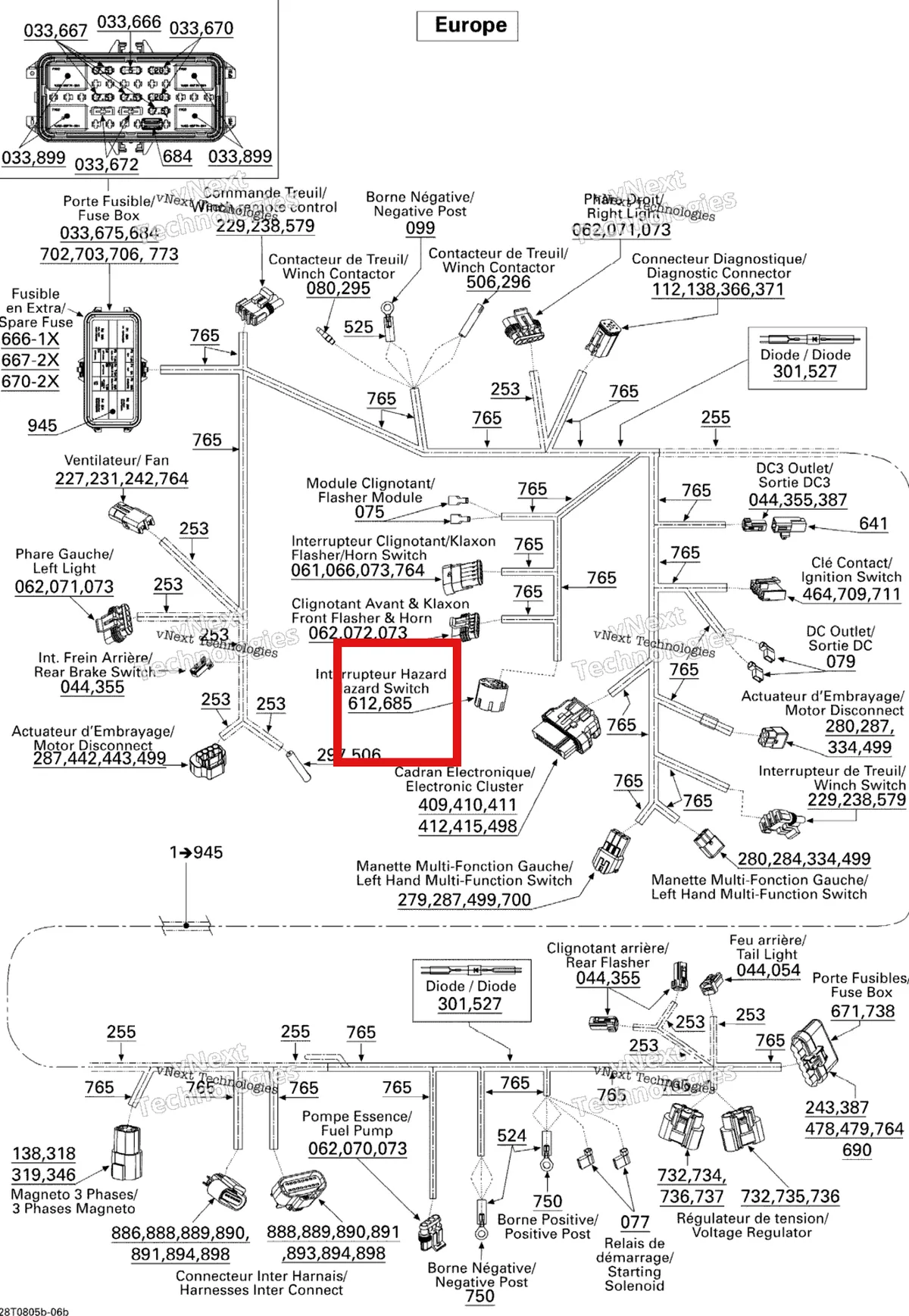 Деталь 710000782 на схеме узла 2008 Can-Am Outlander MAX 400 EFI STD Main Harness Europe