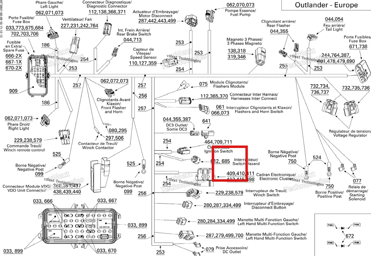 Деталь 710000816 на схеме узла 2008 Can-Am Outlander 500 STD Main Harness Euro
