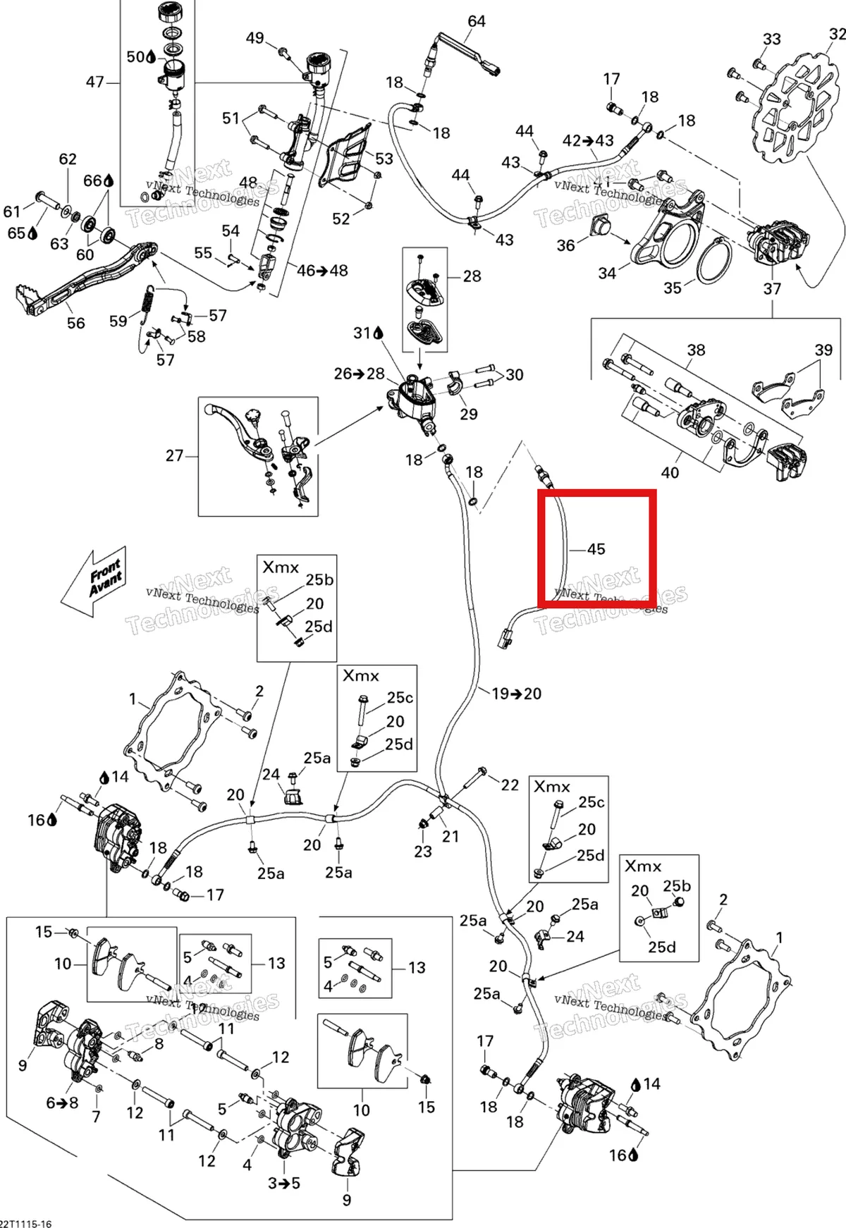 Деталь 710000853 (Тормоз выключатель Can-Am Outlander MAX 800 XT (2008) (710000853)) на схеме узла 2011 Can-Am DS 450 EFI Hydraulic Brakes
