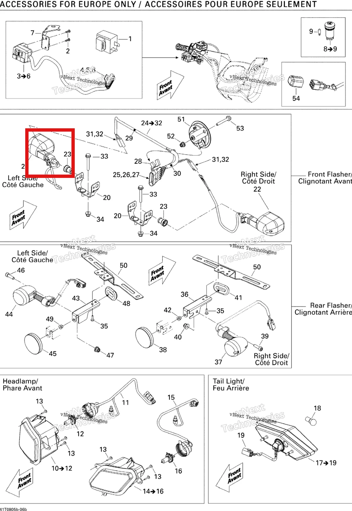 Деталь 710000904 на схеме узла 2008 Can-Am Outlander 400 EFI STD Electrical Accessories Europe