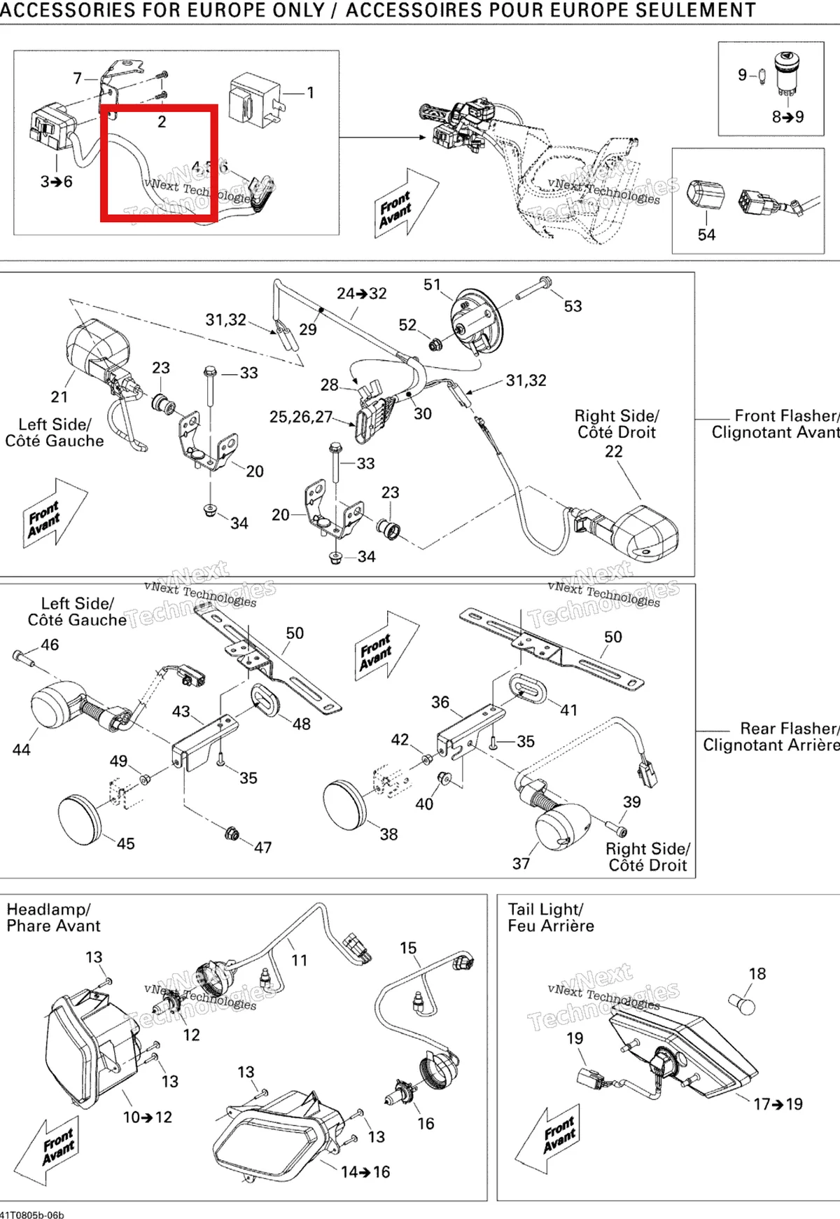 Деталь 710000905 на схеме узла 2008 Can-Am Outlander 400 EFI STD Electrical Accessories Europe