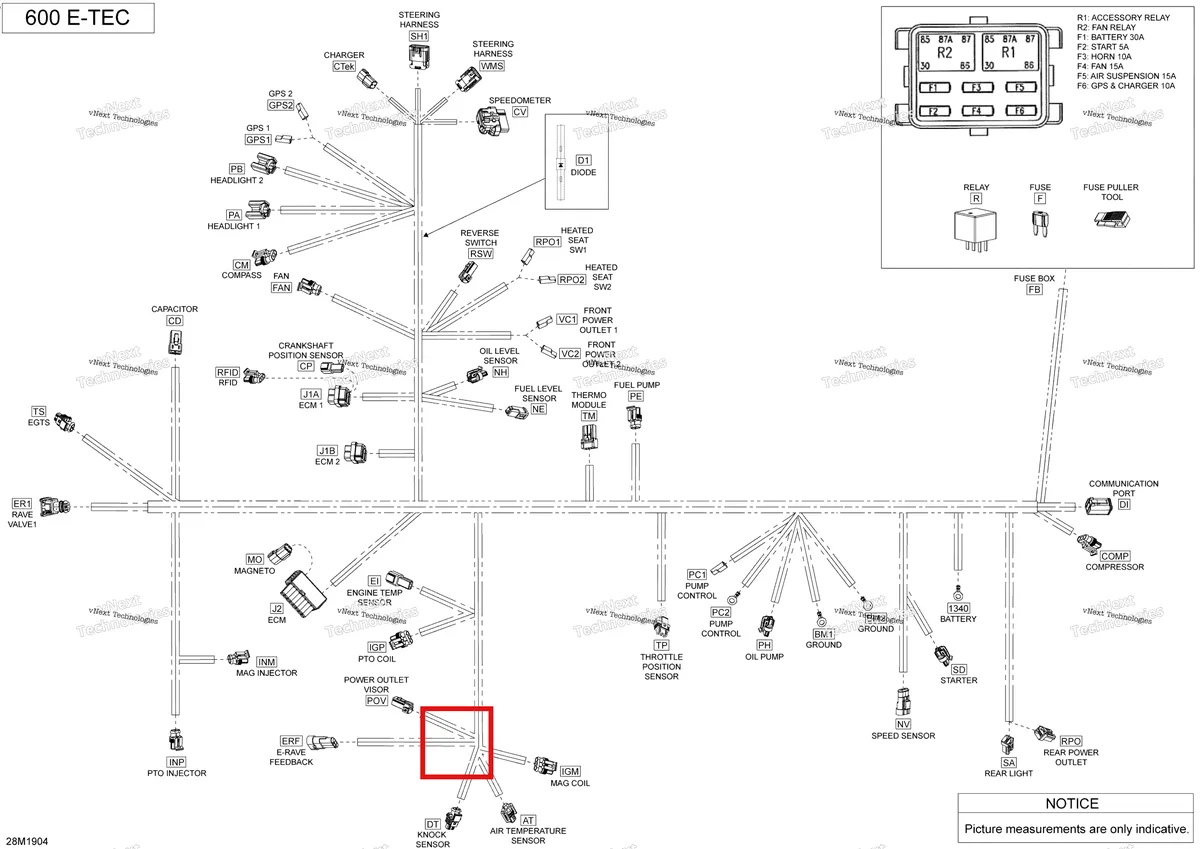 Деталь 710000926 (Уплотнение) на схеме узла 2019 Ski-Doo EXPEDITION LE-SE 600HO E-TEC Electrical Harness 600 Ho E-Tec