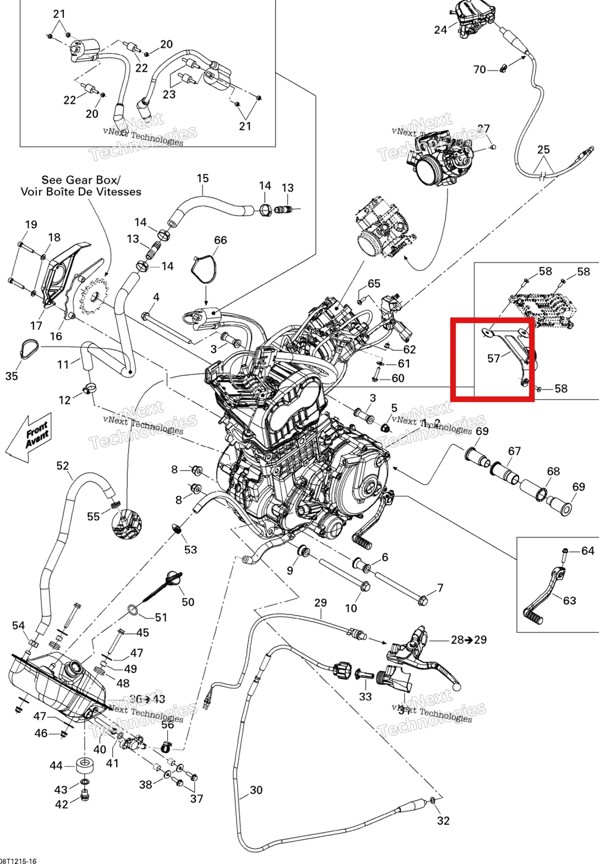 Деталь 710000972 на схеме узла 2015 Can-Am DS 450EFI STD Engine And Engine Support