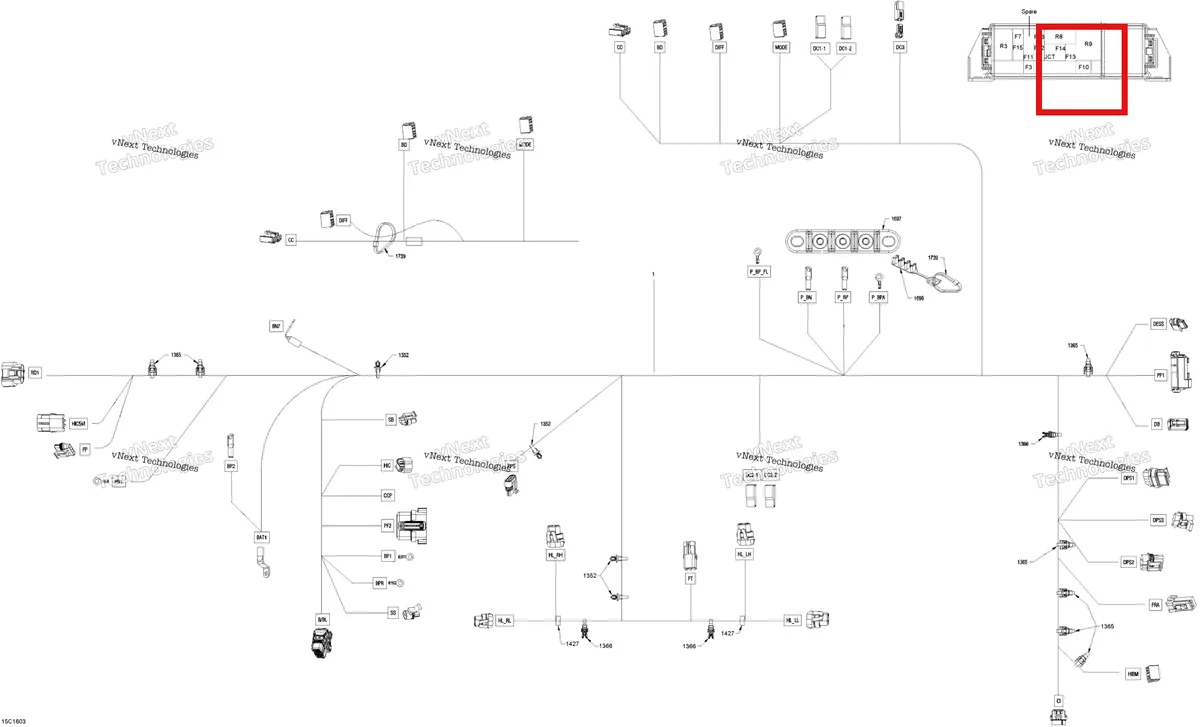 Деталь 710001047 на схеме узла 2016 Can-Am TRAXTER HD8 Main Harness