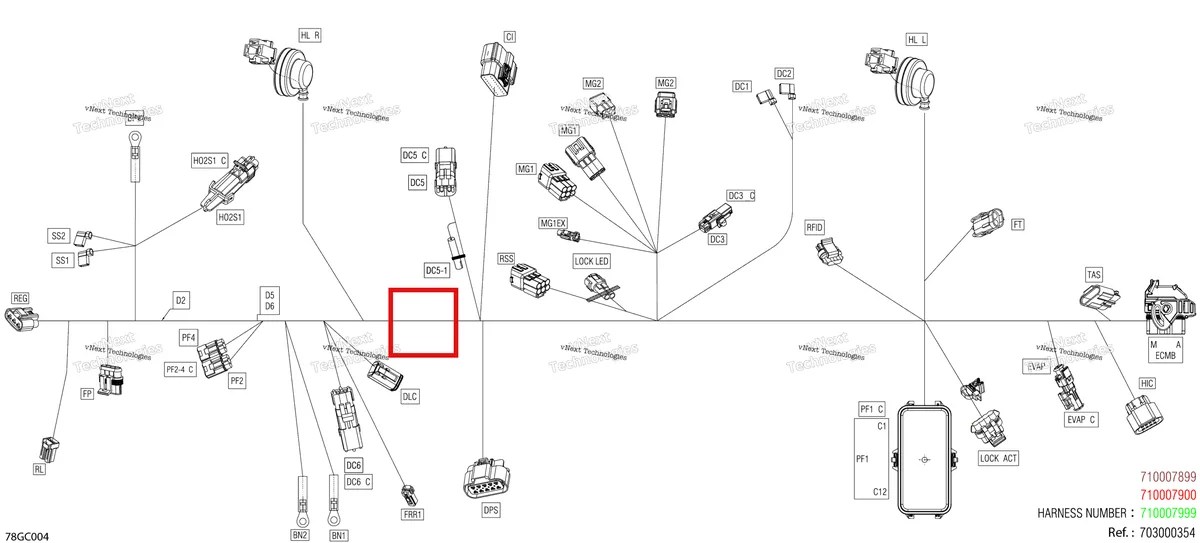 Деталь 710001132 (Кожух) на схеме узла Electric - Main Harness - 710007899