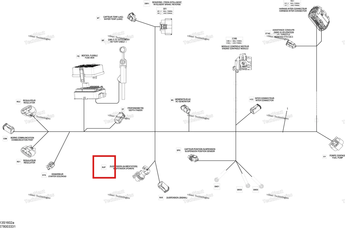Деталь 710001158 на схеме узла 2016 Sea-Doo GTX Electrical Harness - Main Harness - 260