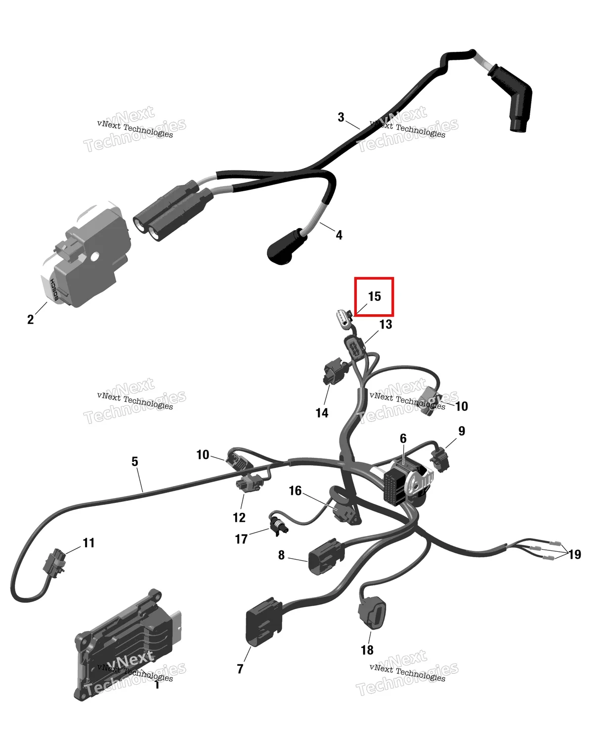 Деталь 710001169 на схеме узла Rotax - Engine Harness And Electronic Module