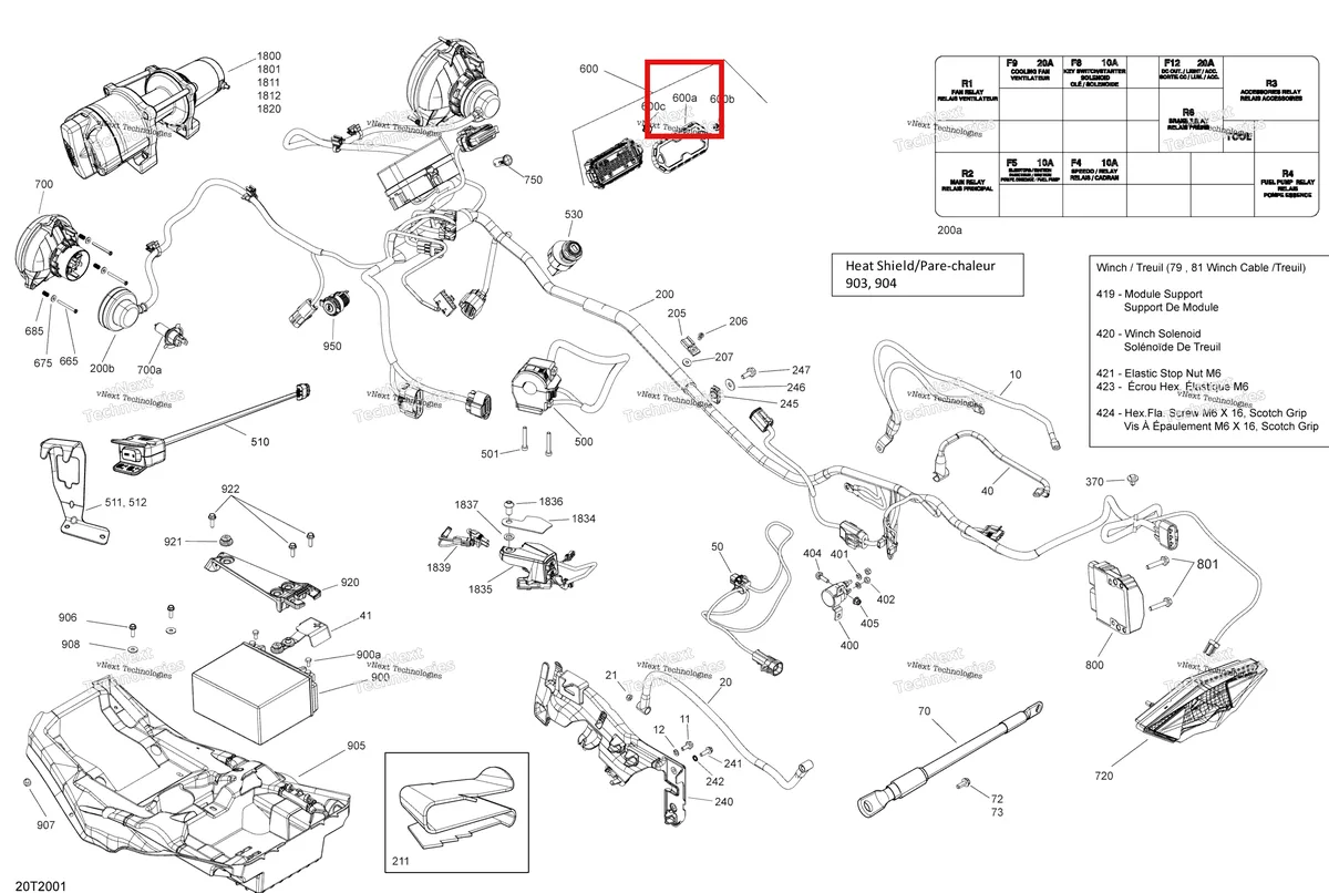 Деталь 710001183 на схеме узла 2020 Can-Am Outlander 450 EFI Electrical System
