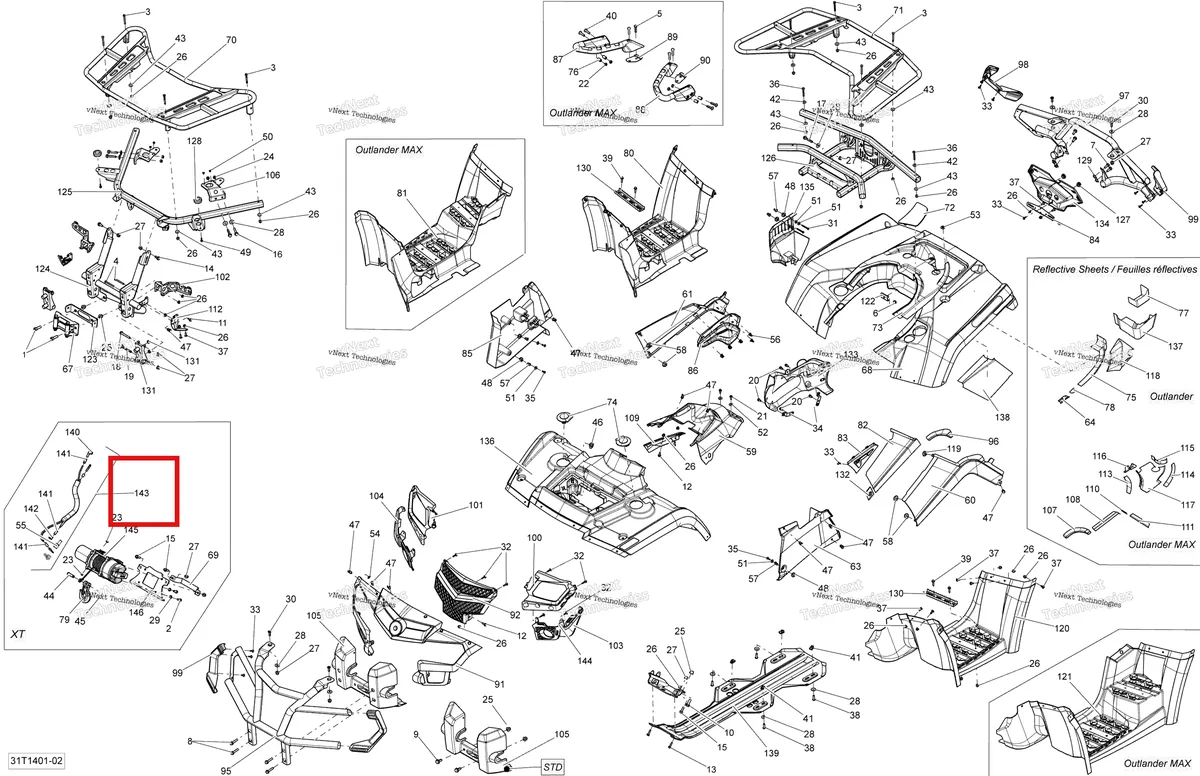 Деталь 710001251 на схеме узла 2014 Can-Am OUTLANDER 400 EFI, STD, XT Body And Accessories