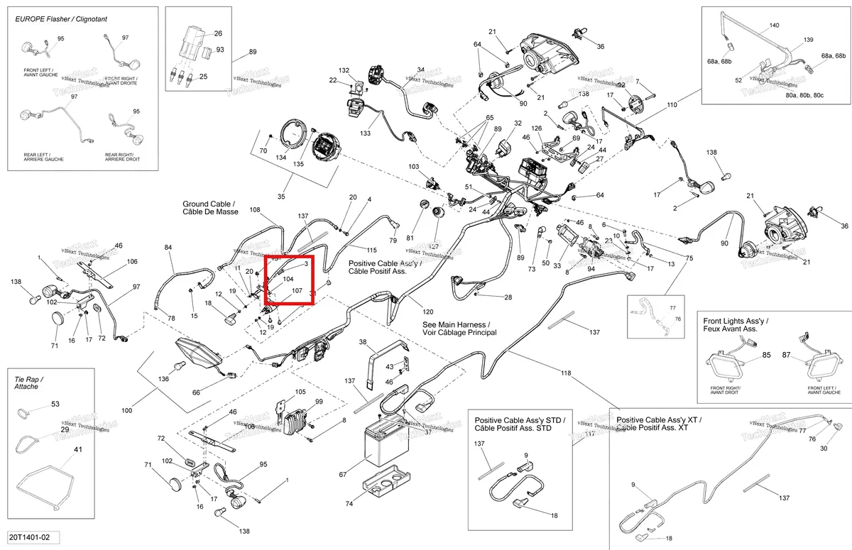 Деталь 710001260 на схеме узла 2014 Can-Am OUTLANDER 400 EFI, STD, XT Electrical System