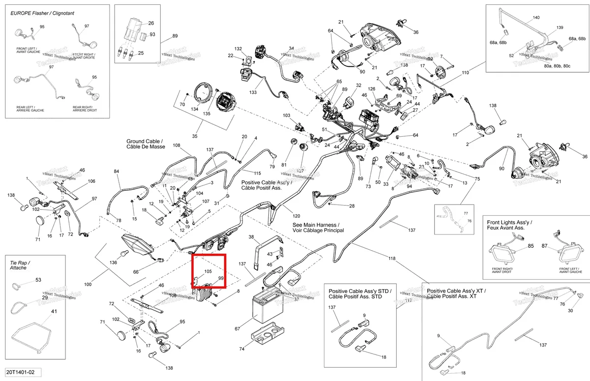 Деталь 710001262 на схеме узла 2014 Can-Am OUTLANDER 400 EFI, STD, XT Electrical System