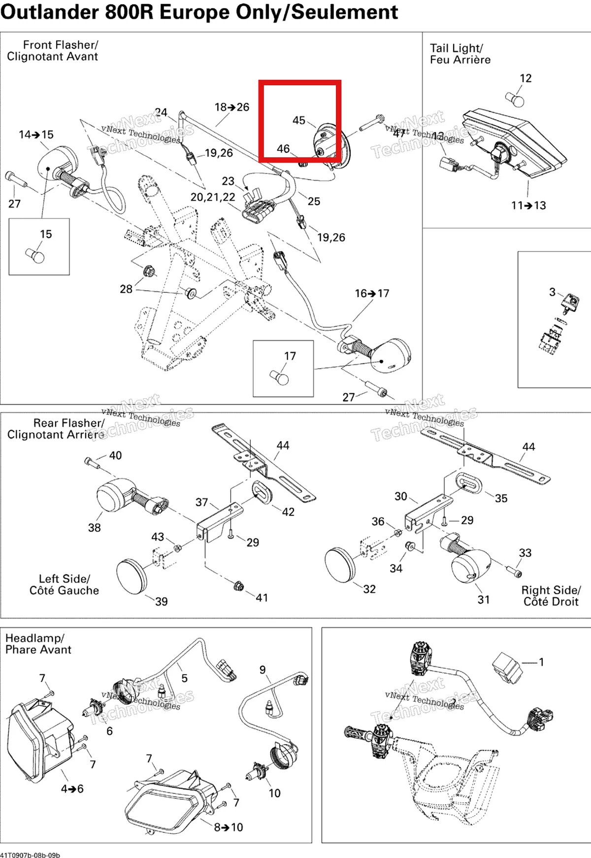 Деталь 710001281 (Сигнал Can-Am Outlander MAX 800 XT (2008) (710001281)) на схеме узла 2009 Can-Am Outlander 800R EFI XT Electrical Accessories Euro