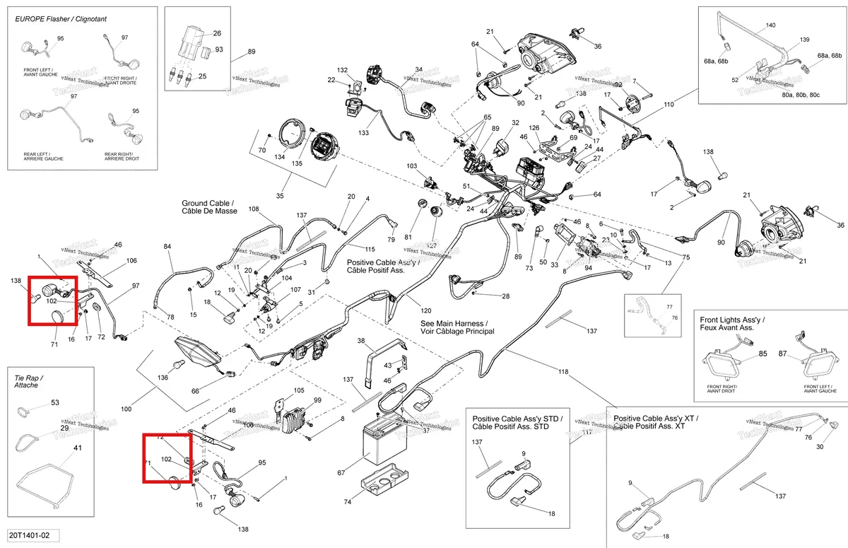 Деталь 710001330 на схеме узла 2014 Can-Am OUTLANDER 400 EFI, STD, XT Electrical System