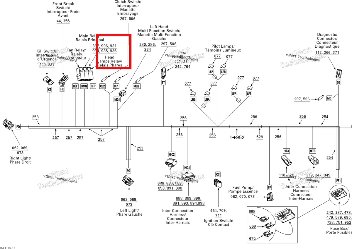 Деталь 710001354 на схеме узла 2011 Can-Am DS 450 EFI Electrical Harness, Front Section