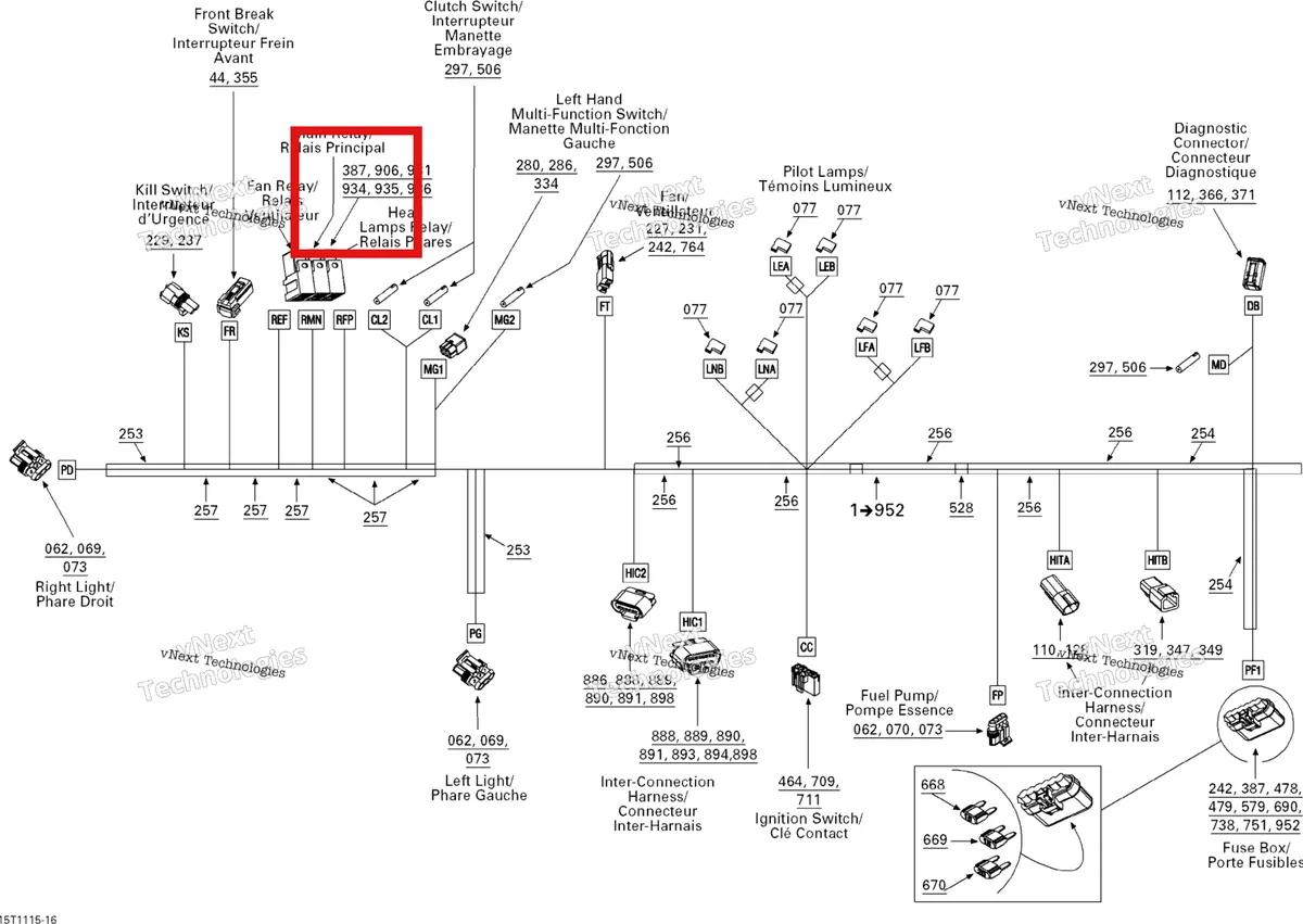 Деталь 710001356 на схеме узла 2011 Can-Am DS 450 EFI Electrical Harness, Front Section