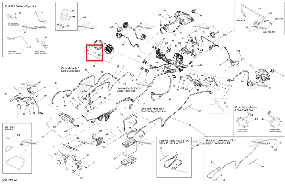 Деталь 710001416 на схеме узла 2014 Can-Am OUTLANDER 400 EFI, STD, XT Electrical System