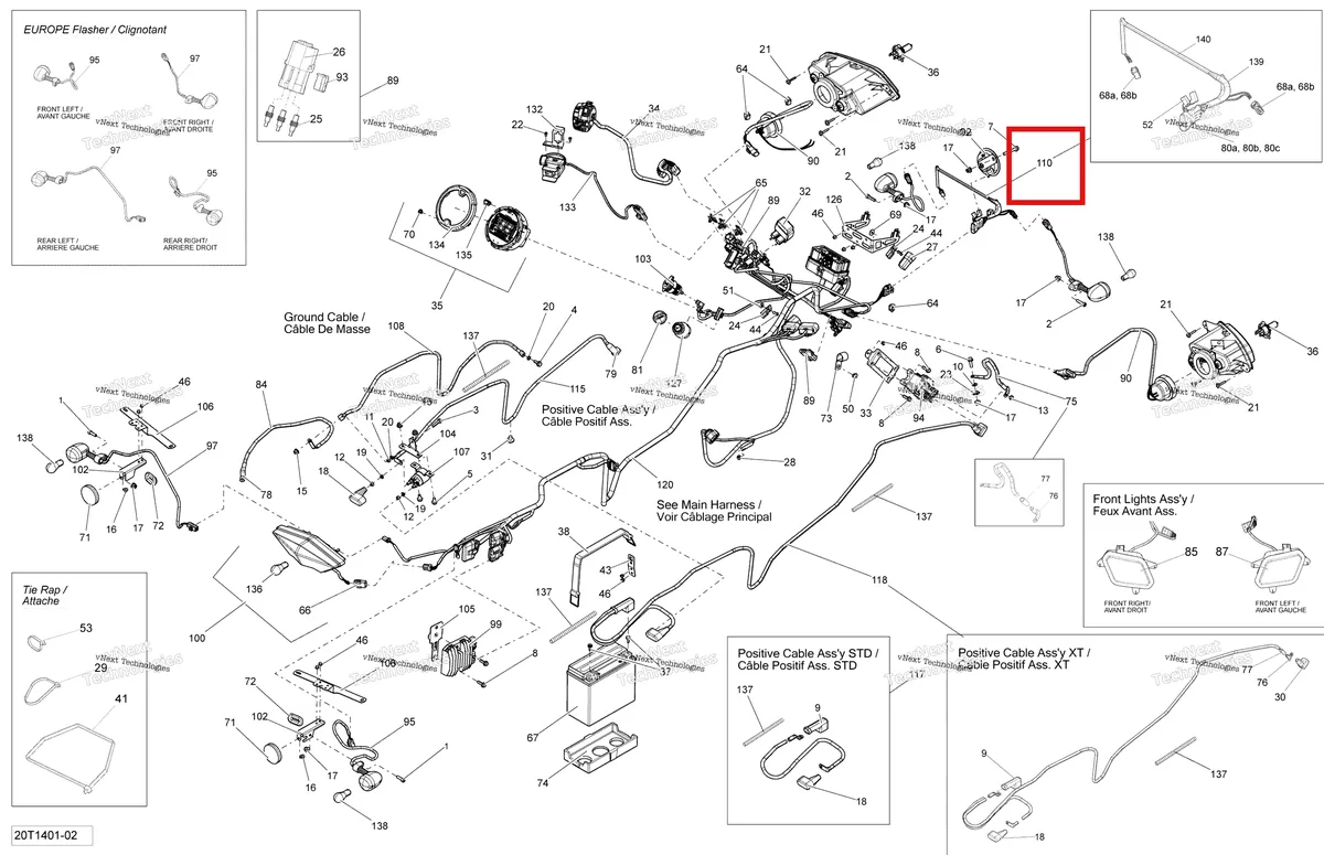 Деталь 710001495 на схеме узла 2014 Can-Am OUTLANDER 400 EFI, STD, XT Electrical System