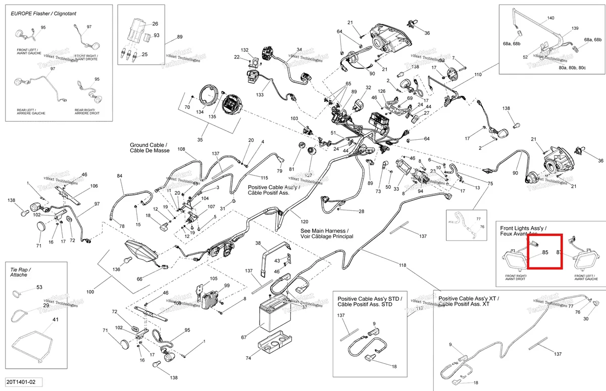 Деталь 710001496 на схеме узла 2014 Can-Am OUTLANDER 400 EFI, STD, XT Electrical System