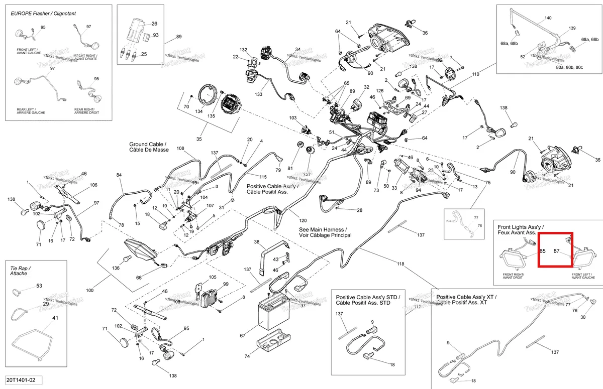 Деталь 710001497 на схеме узла 2014 Can-Am OUTLANDER 400 EFI, STD, XT Electrical System