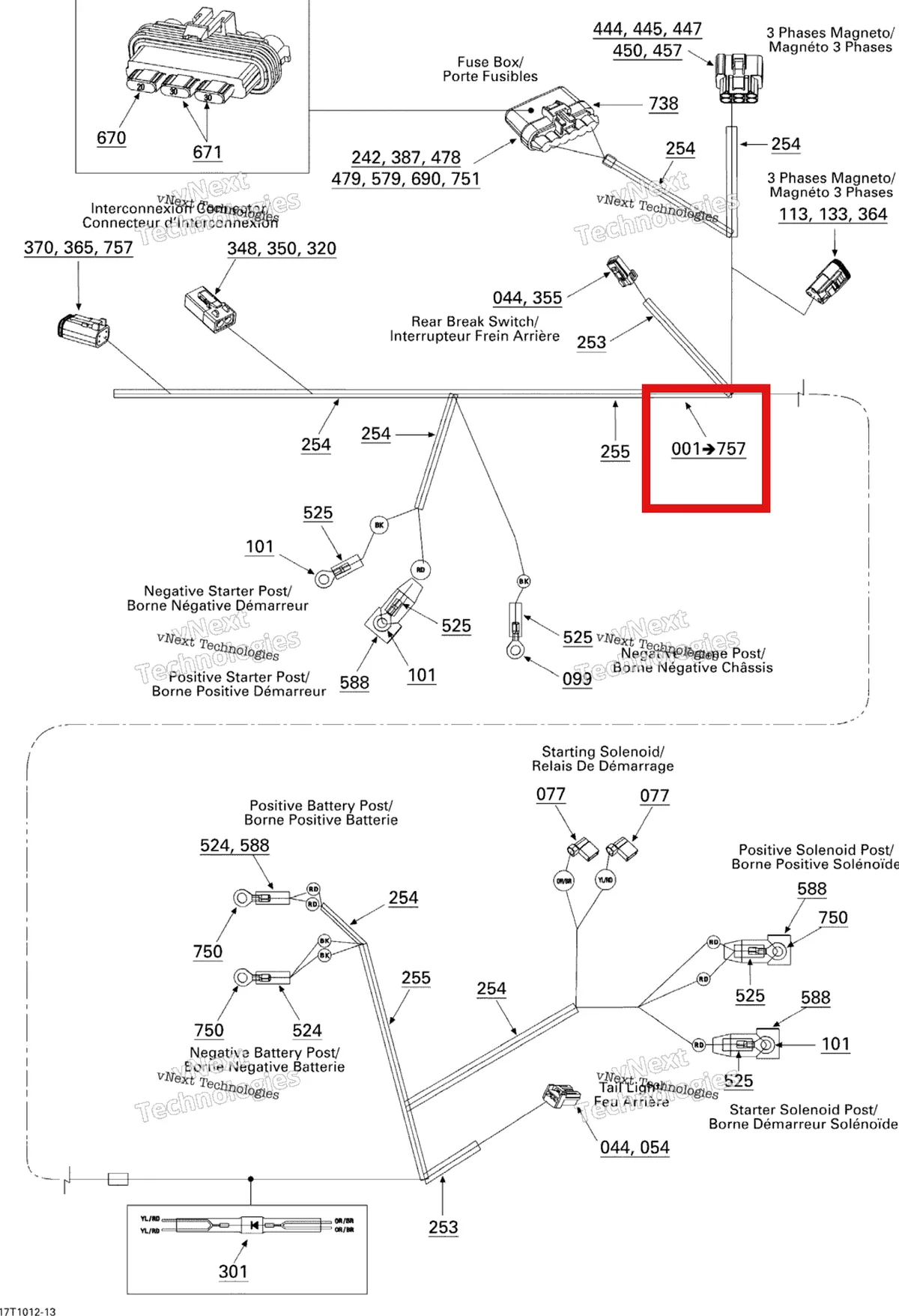 Деталь 710001551 на схеме узла 2010 Can-Am DS 450 EFI Electrical Harness, Rear Section