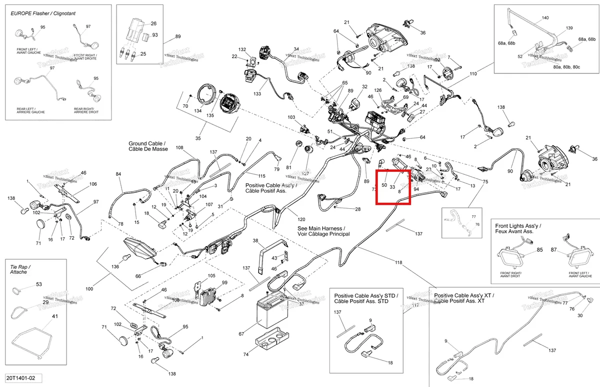 Деталь 710001813 на схеме узла 2014 Can-Am OUTLANDER 400 EFI, STD, XT Electrical System