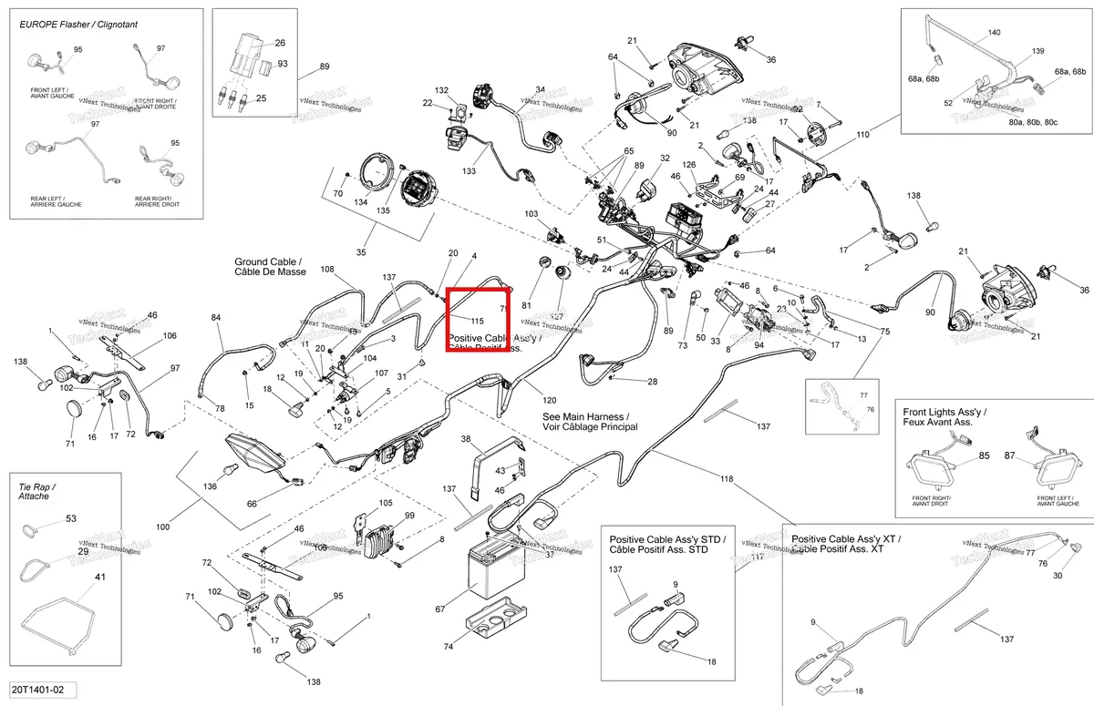 Деталь 710001820 на схеме узла 2014 Can-Am OUTLANDER 400 EFI, STD, XT Electrical System