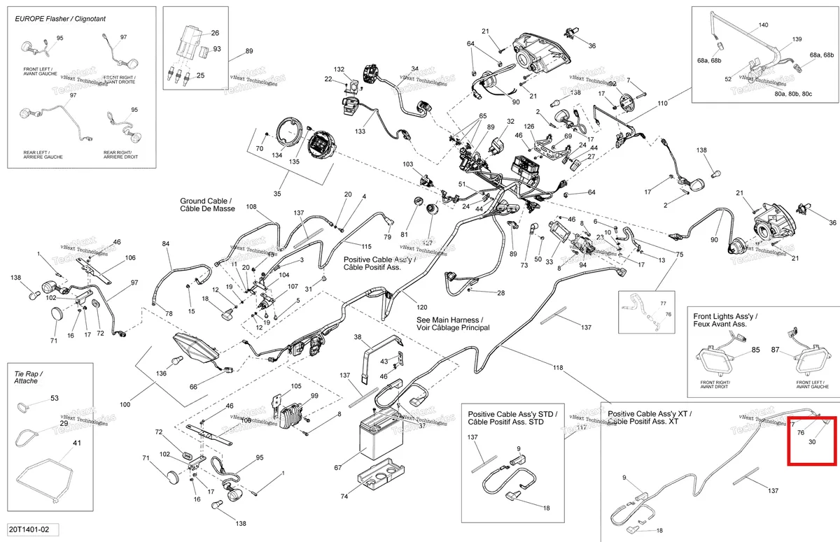 Деталь 710001828 на схеме узла 2014 Can-Am OUTLANDER 400 EFI, STD, XT Electrical System