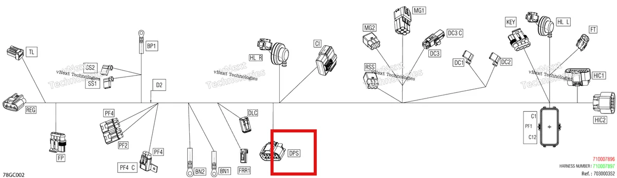 Деталь 710001873 на схеме узла Electric - Main Harness - 710007896