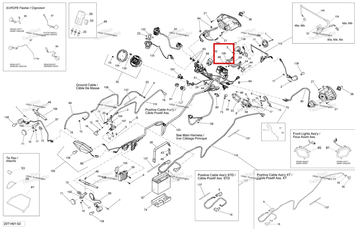 Деталь 710002176 на схеме узла 2014 Can-Am OUTLANDER 400 EFI, STD, XT Electrical System