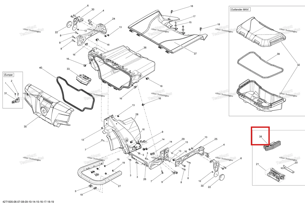 Деталь 710002270 на схеме узла 2015 Can-Am OUTLANDER MAX 800R EFI Rear Cargo Box