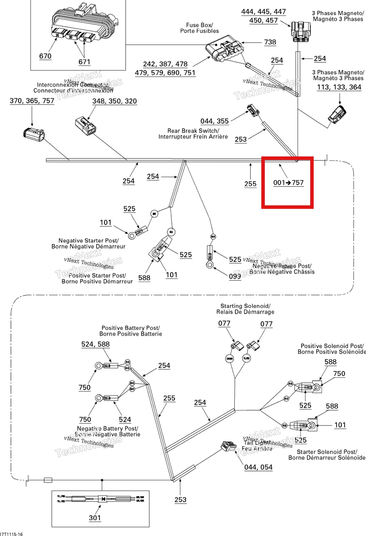 Деталь 710002275 на схеме узла 2011 Can-Am DS 450 EFI Electrical Harness, Rear Section