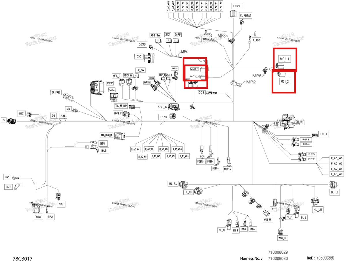Деталь 710002315 на схеме узла 2022 Can-Am Traxter PRO HD10 - DPS - CE Electric - Main Harness - 710008029 - Model With Abs