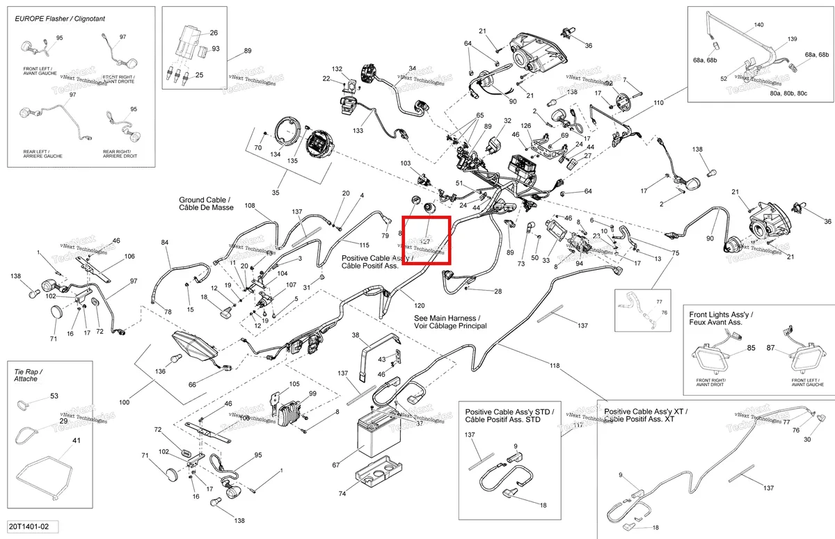 Деталь 710002324 на схеме узла 2014 Can-Am OUTLANDER 400 EFI, STD, XT Electrical System