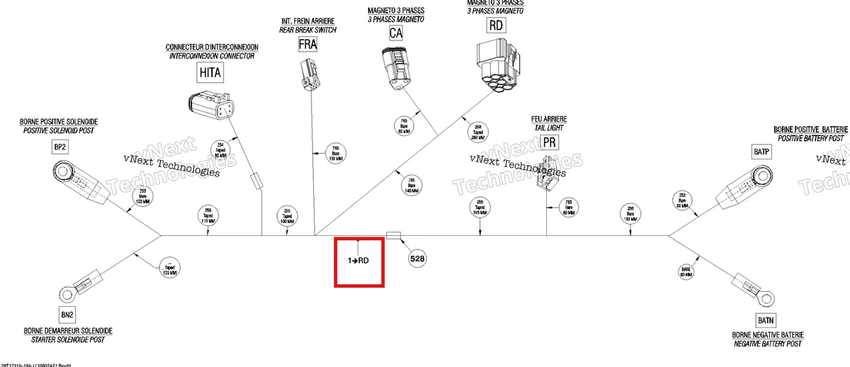 Деталь 710002427 на схеме узла 2015 Can-Am DS 450EFI STD Main Harness Rear Section