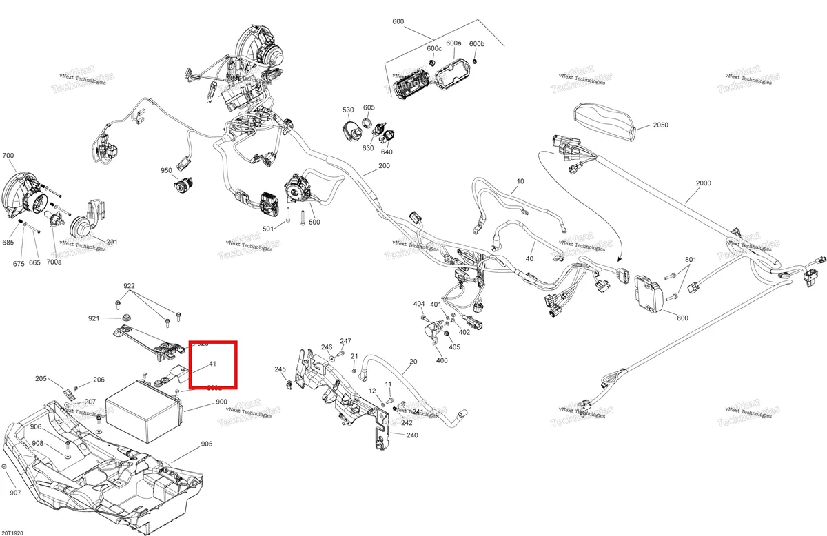 Деталь 710002569 на схеме узла 2020 Can-Am Outlander MAX 6X6 - 450 EFI Electrical 6X6 - 450 Efi