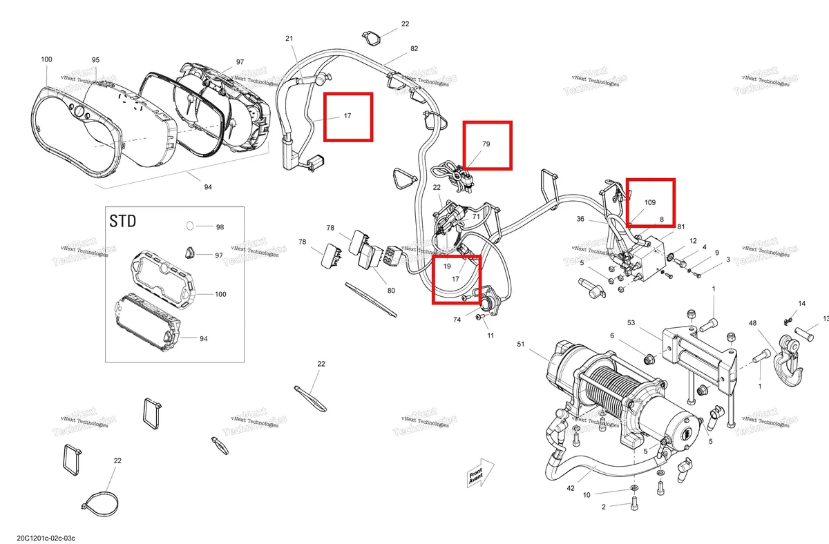 Деталь 710002625 на схеме узла 2012 Can-Am Commander LTD, 1000 EFI Electrical System Std, X, Xt, Ltd