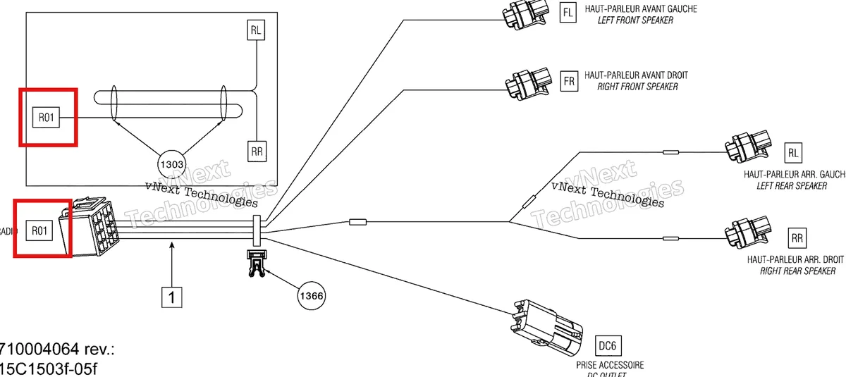 Деталь 710002726 на схеме узла 2015 Can-Am COMMMANDER 1000_LTD Electrical System Radio Harness