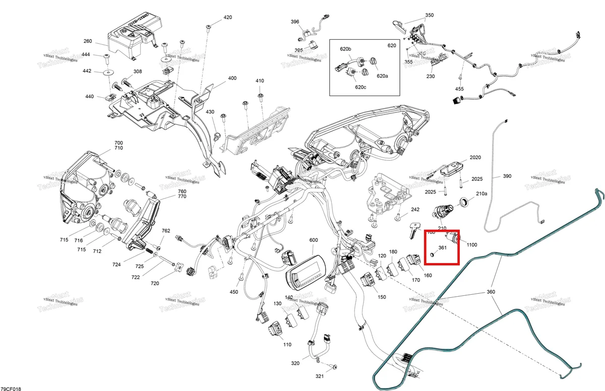 Деталь 710002743 на схеме узла 2026 Can-Am Defender - HD9 - DPS CAB - 8UTD - Compass Green - 62