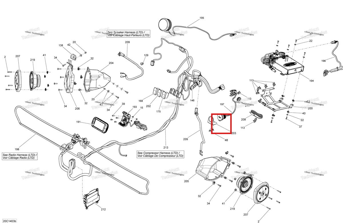 Деталь 710002786 на схеме узла 2014 Can-Am COMMANDER 1000, LTD Electrical System Ltd